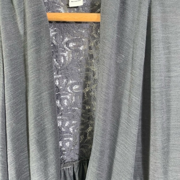 Style & Co Grey Cardigan Waterfall Open Front - Picture 3 of 8